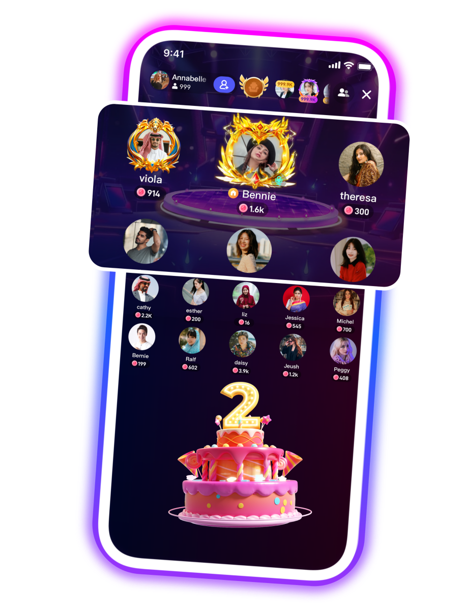 Poppo Live app showing live room with top contributors and interactive gifts